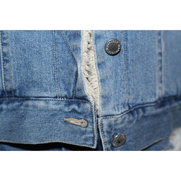 Women’s Jolt Jeans Embroidered Shearling Denim Button Jean Jacket Size Med - Picture 6 of 16